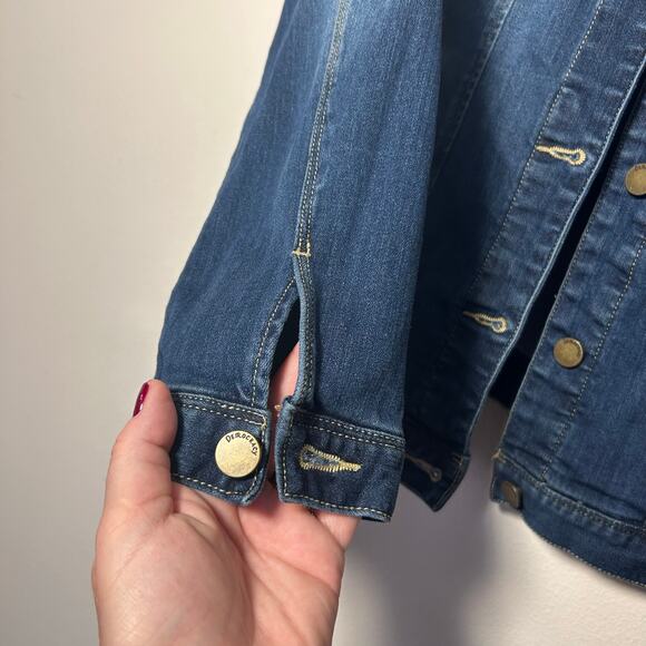 Democracy Denim Jean Jacket Blue Medium Wash Size Large Casual Western Travel - Picture 4 of 11